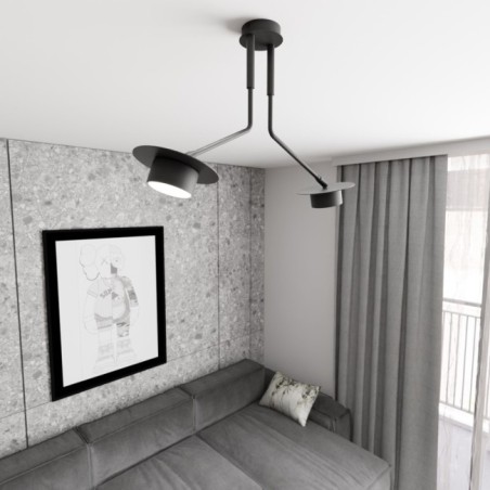 Lampe de plafond Tevra noire (2 lumières)