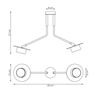 Lampe de plafond Tevra noire (2 lumières)