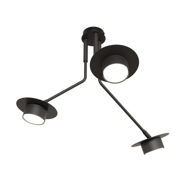 Lampe de plafond Tevra noire (3 lumières)