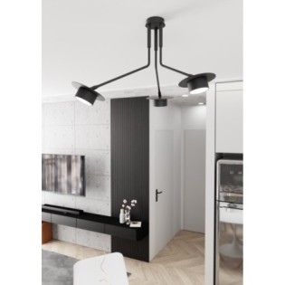 Lampe de plafond Tevra noire (3 lumières)