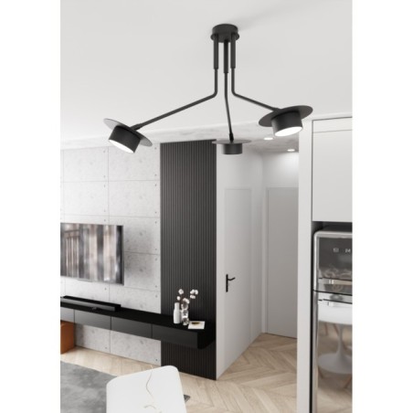 Lampe de plafond Tevra noire (3 lumières)