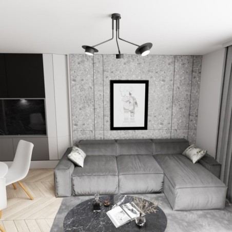 Lampe de plafond Tevra noire (3 lumières)