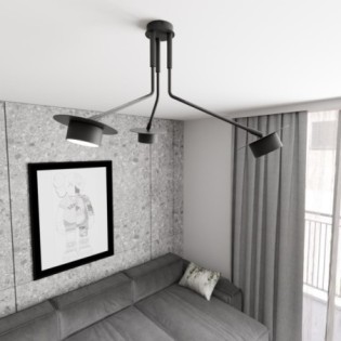 Lampe de plafond Tevra noire (3 lumières)