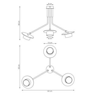 Lampe de plafond Tevra noire (3 lumières)