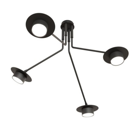 Lampe de plafond Tevra noire (4 lumières)