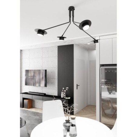 Lampe de plafond Tevra noire (4 lumières)
