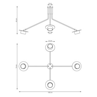 Lampe de plafond Tevra noire (4 lumières)