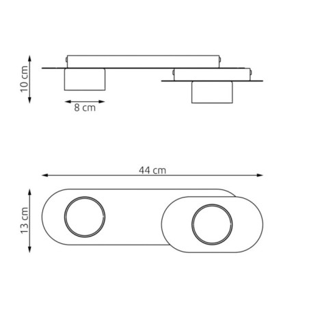 Lampe de plafond Romax noire (2 lumières)