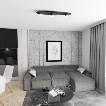 Lampe de plafond Romax noire (3 lumières)