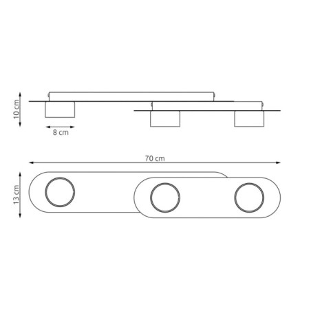 Lampe de plafond Romax noire (3 lumières)