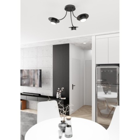 Lampe de plafond Daxi noire (3 lumières)