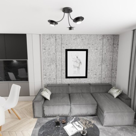 Lampe de plafond Daxi noire (3 lumières)