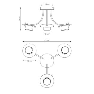 Lampe de plafond Daxi noire (3 lumières)