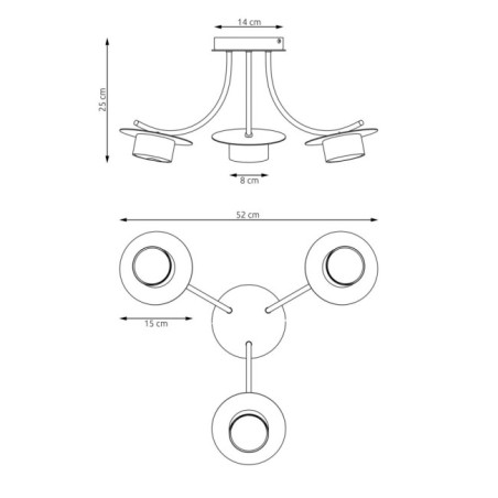 Lampe de plafond Daxi noire (3 lumières)