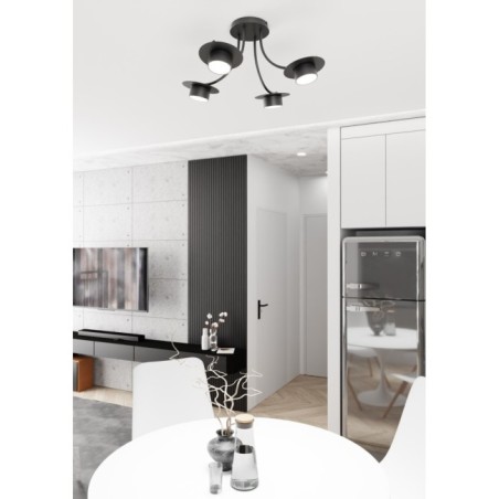 Lampe de plafond Daxi noire (4 lumières)