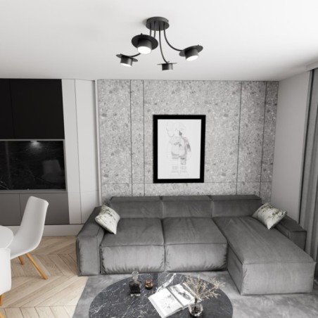 Lampe de plafond Daxi noire (4 lumières)