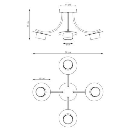 Lampe de plafond Daxi noire (4 lumières)