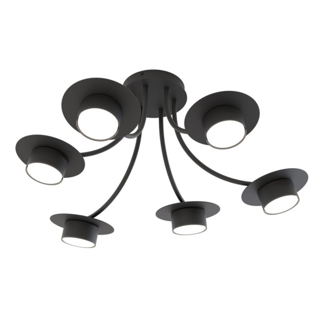 Lampe de plafond Daxi noire (6 lumières)