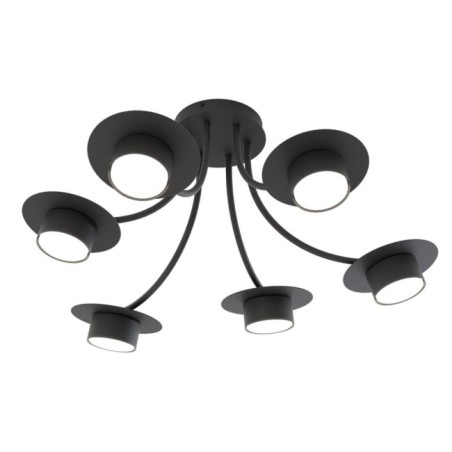 Lampe de plafond Daxi noire (6 lumières)