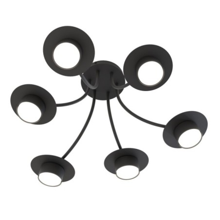 Lampe de plafond Daxi noire (6 lumières)