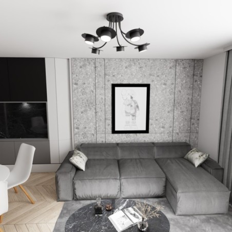 Lampe de plafond Daxi noire (6 lumières)