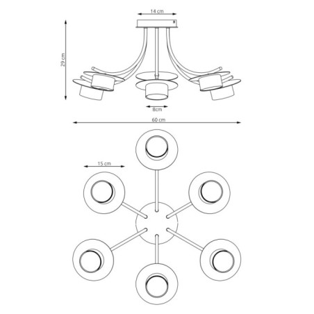 Lampe de plafond Daxi noire (6 lumières)