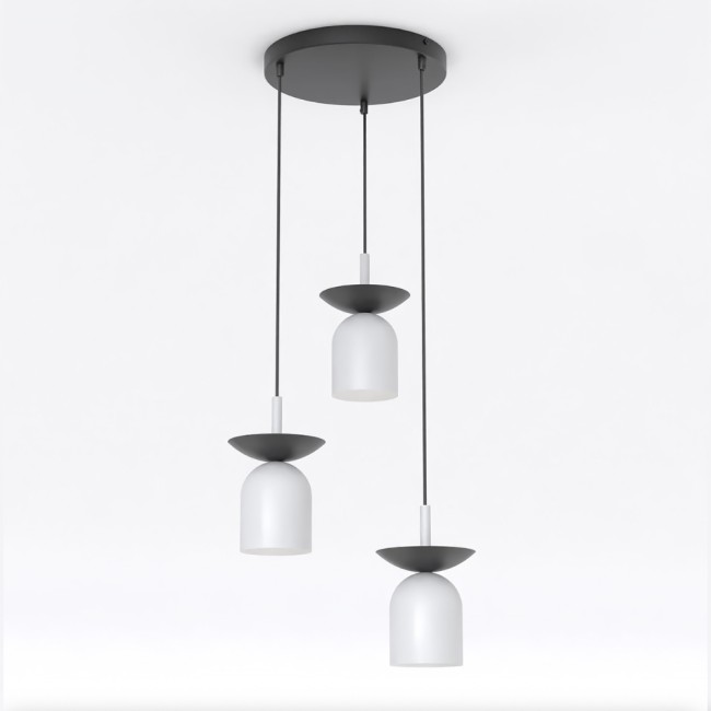 Suspension Lorenza II gris+noir (3 lumières)