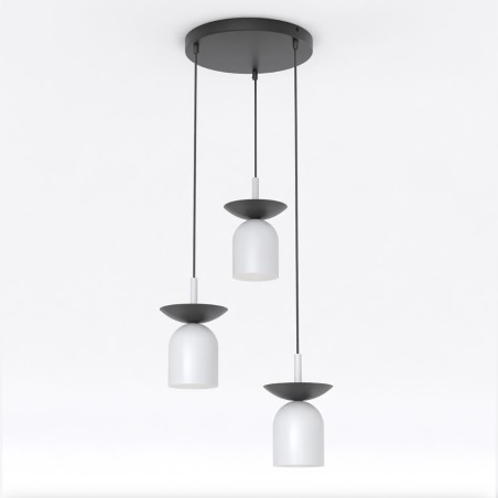 Suspension Lorenza II gris+noir (3 lumières)