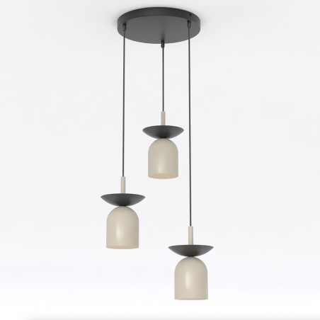 Suspension Lorenza II moka+noir (3 lumières)