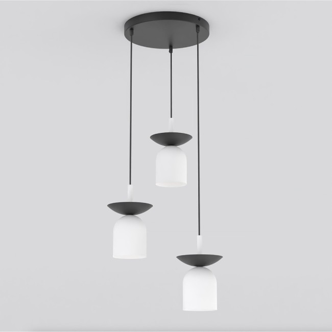 Suspension Lorenza II blanc+noir (3 lumières)