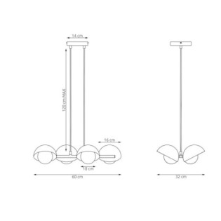 Suspension Nordessa orange (6 lumières)