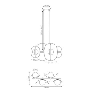 Suspension Lithora blanche (6 lumières)