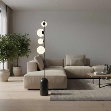 Lampe sur pied Tandem orange (4 lumières)