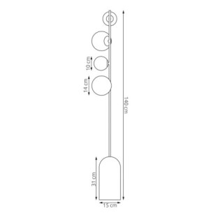 Lampe sur pied Tandem orange (4 lumières)