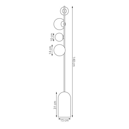 Lampe sur pied Tandem orange (4 lumières)