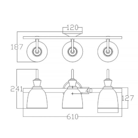 Aplique murale pour salles de bains Cora (3 lumières)