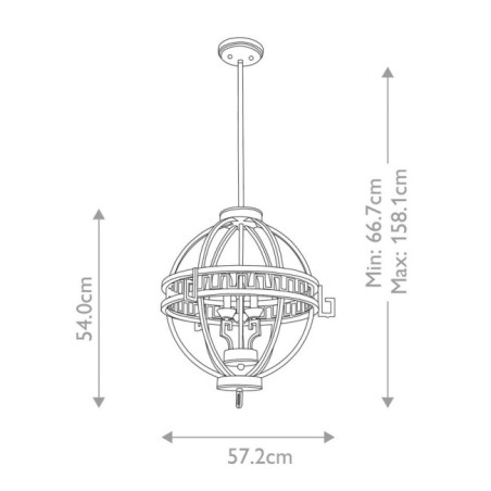 Lampe de plafond Lemuria Globe (3 lumières)