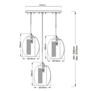 Lampe de plafond Asher II (3 lumières)