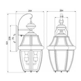 Applique murale extérieur Newbury (2 lumières)
