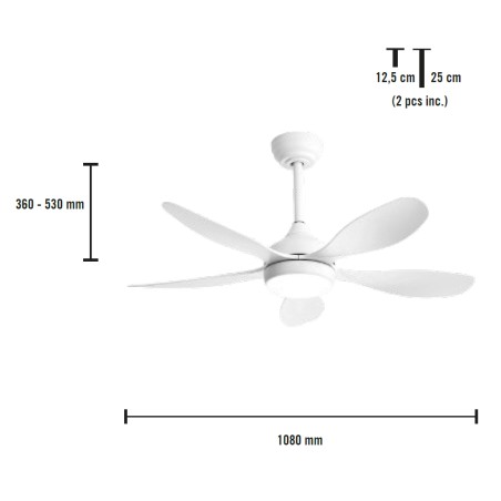 Ventilateur de plafond LED Grecale CCT (18W)