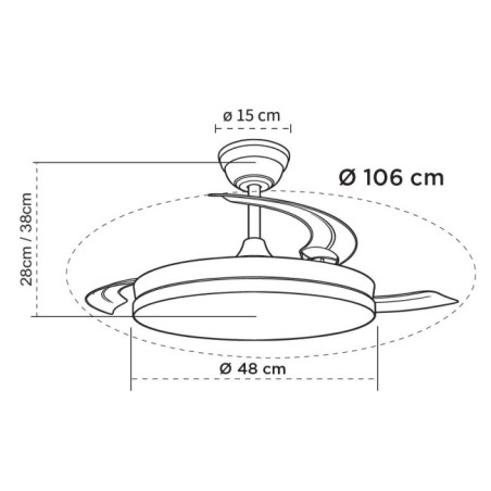Ventilateur LED à pales rétractables Night Eco Brilli CCT Dim (48W)