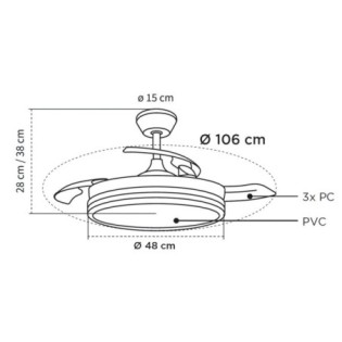 Ventilateur LED à pales rétractables Ferro Eco CCT Dim (48W)