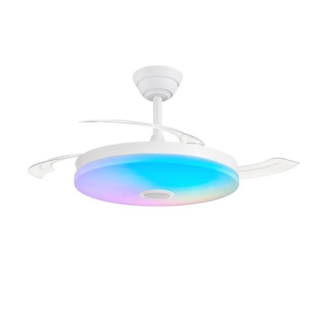 Ventilateur LED à pales rétractables Music Haut-parleur RGB CCT Dim (48+8W)