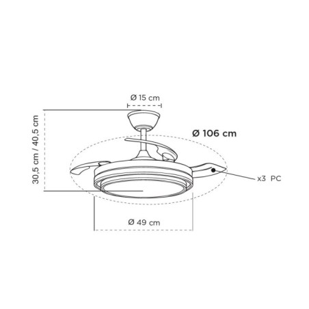 Ventilateur LED à pales rétractables Nassot CCT Dim (48W)