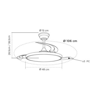 Ventilateur LED à pales rétractables Cookie CCT Dim (60W)