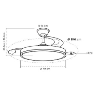 Ventilateur LED à pales rétractables Land CCT Dim (60W)