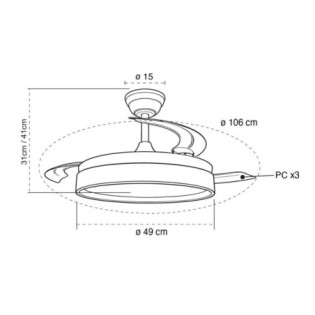 Ventilateur LED à pales rétractables Glow Evo CCT Dim (60W)