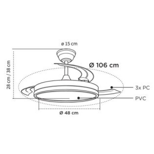 Ventilateur LED à pales rétractables Chief CCT Dim (60W)