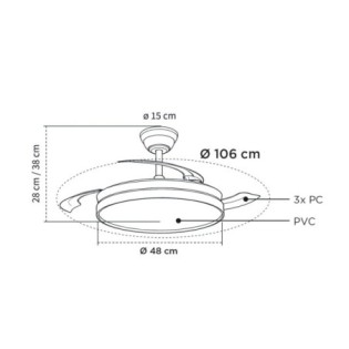 Ventilateur LED à pales rétractables Paneco CCT Dim (48W)