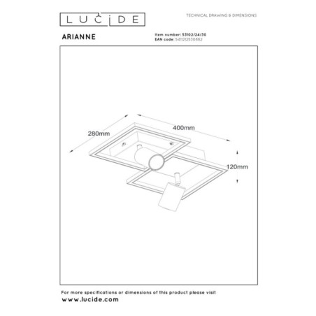 Plafond de plafond Arianne CCT (23W)